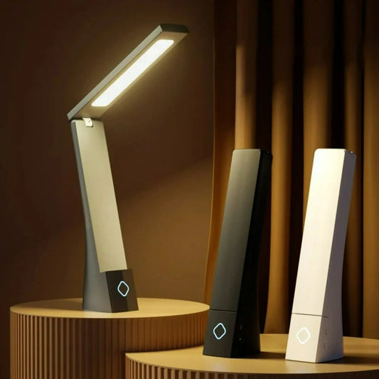 LED Folding Desk Lamp Touch 3 Color Dimming Charging and Pluging Eye Protection Learning Table Lamp Bedroom Bedside Night Light