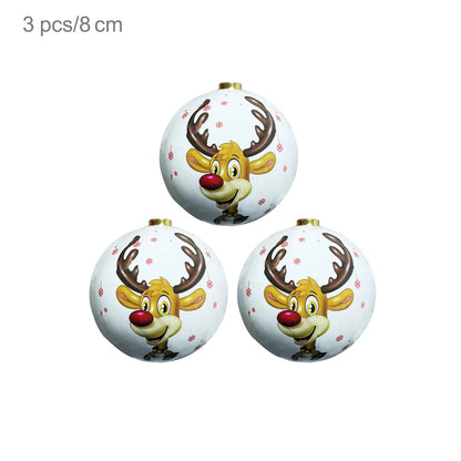 3pcs 8cm Christmas Balls Original Gifts Christmas Decoration 2024 Christmas Tree Decorations Gift Decoration Pendants Baubles