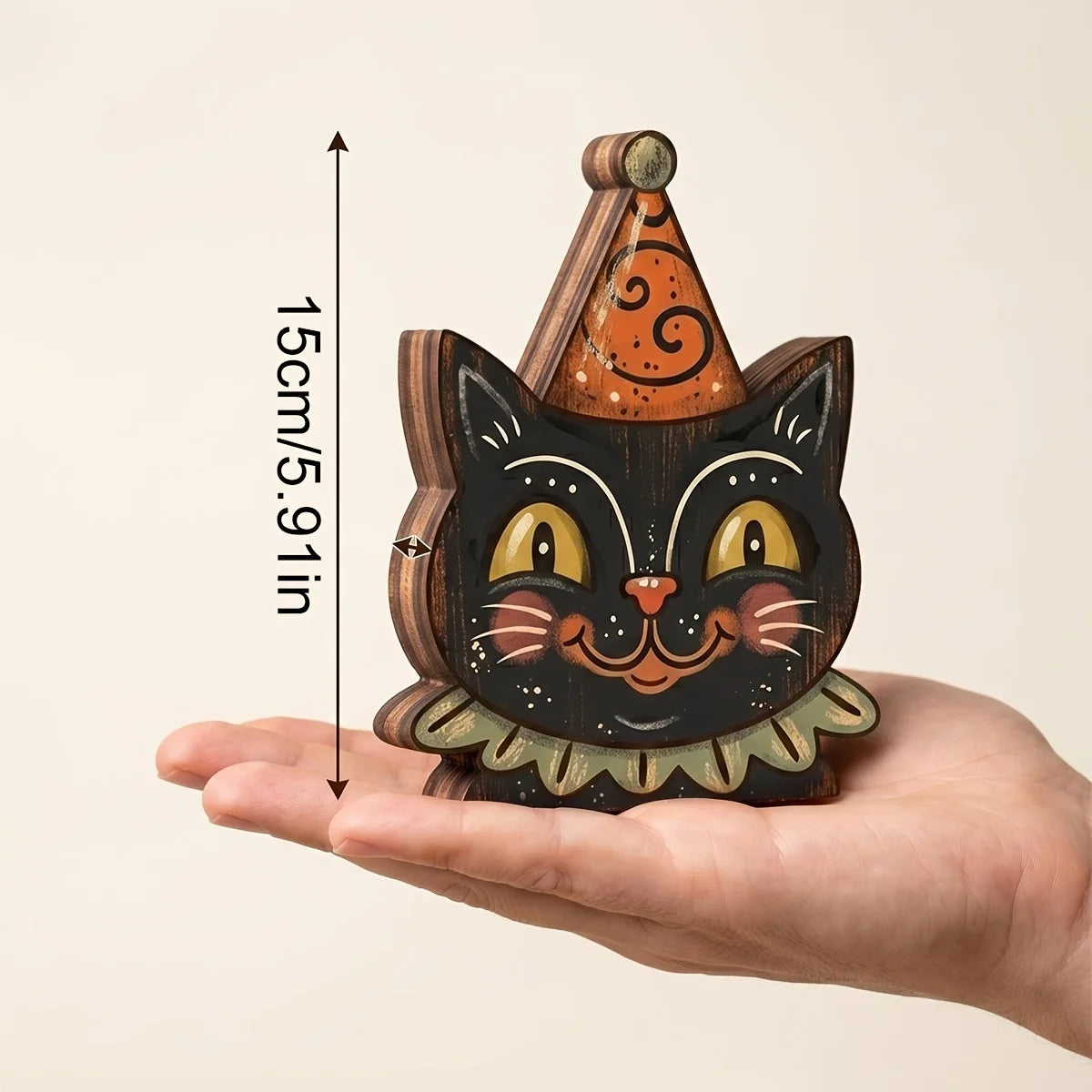 Wooden Halloween Witch Owl Shelf Decor - 1pc