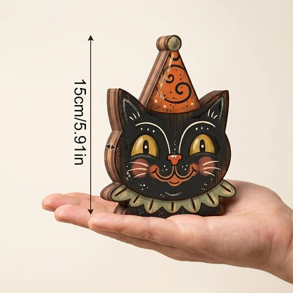 Wooden Halloween Witch Owl Shelf Decor - 1pc