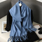 62-Color Winter Cashmere Scarf – Warm Tassel Pashmina Wrap for Women