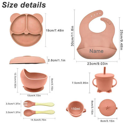 Baby Feeding Plate Set Suction Bowl Silicone Tableware 6PCS