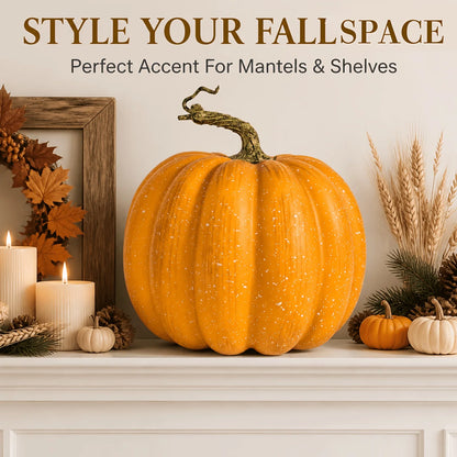 Autumn Pumpkin Decoration with Retro Stem Detail, 1 Piece