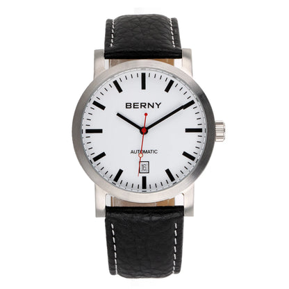 BERNY AM038M Automatic Watch with Leather Strap and Calendar
