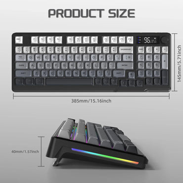M96 Wireless Keyboard and Mouse Set, Bluetooth&2.4G, Smart Screen, 96 Keys, RGB, Silent Keyboard Mouse Combo