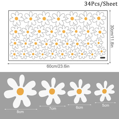 White Daisy Flower Wall Stickers DIY Home Decor