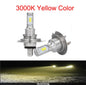 2-Pack CSP LED Headlight Bulbs H1 H4 H7 H8 H9 H11 9005 9006 (HB3/HB4) Super Bright DRL Fog Lamp - 6000K White / 3000K Yellow / 12000K Blue