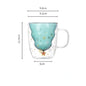Christmas Tree Double Wall Glass Coffee Mug 300ml (10 fl oz), Heat-Resistant Cartoon Snow Mountain Design