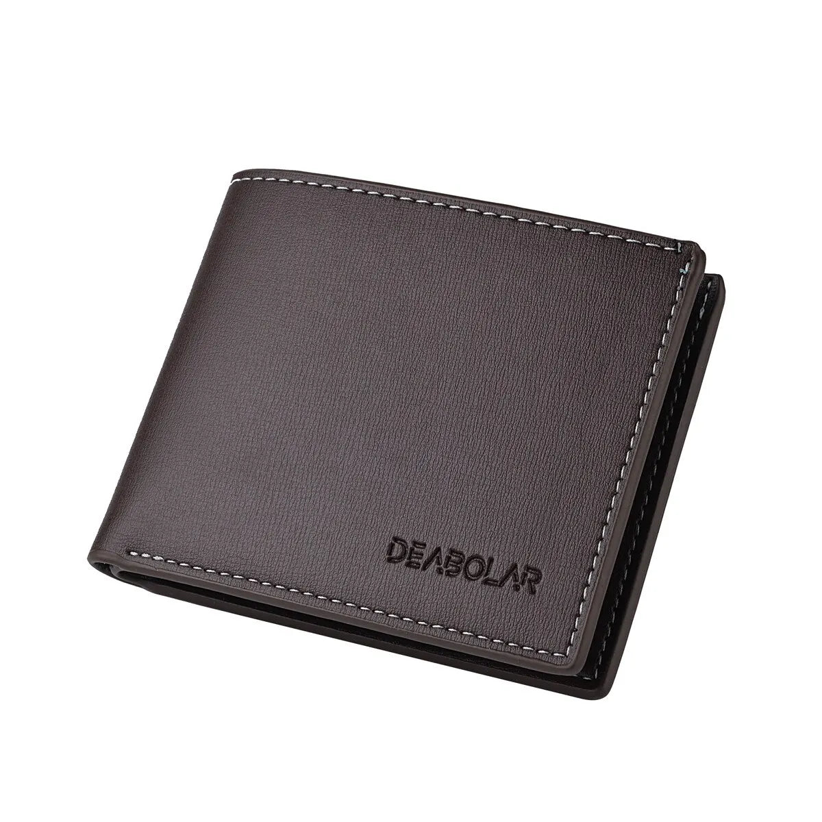 PU Leather Slim Bifold Men's Wallet - Thin Folding Credit Card Holder (Black, Brown)