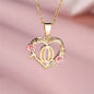 Female A-Z Letter Flower Pendant Necklace Yellow Gold Color Wedding Jewelry Gift For Women