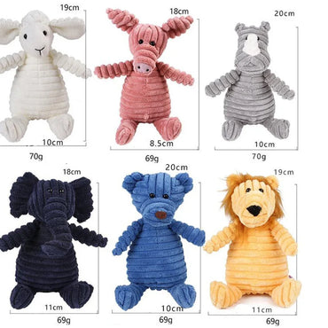 Plush Corduroy Squeaky Dog Toy, Bite-Resistant Animal Plush for Puppies & Small to Large Dogs, Training & Chew Toy
