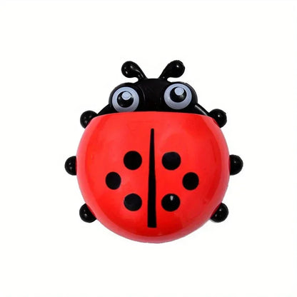 Cute Ladybug Toothbrush Holder with Suction Cups – Wall-Mount Toothbrush Organizer