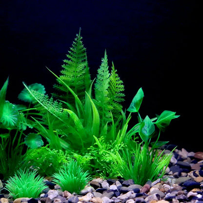 Artificial Aquarium Plants – Plastic Underwater Green Shrubs with Resin Base, Fish Tank Decoration