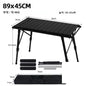 Folding IGT Camping Table – Portable Aluminum Frame with Wood-Grain Top, Adjustable Height 38–55 cm (15–22 in), 95×45 cm Surface (37×18 in) – Compact Foldable Picnic & BBQ Table