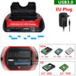 10-in-1 Dual-Bay HDD Docking Station USB 3.0 (5Gbps) for 2.5"/3.5" HDD & SSD, TF/SD Card Reader with 12V 3A Adapter