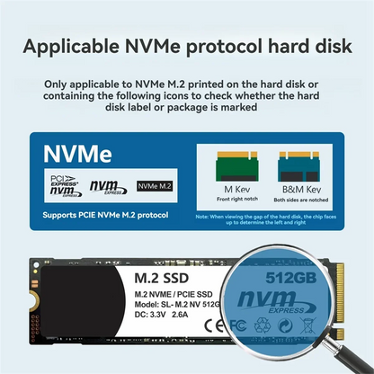 M.2 NVMe SATA Dual-Protocol SSD Enclosure with HD Display USB 3.2 Gen2 Type-C 10Gbps