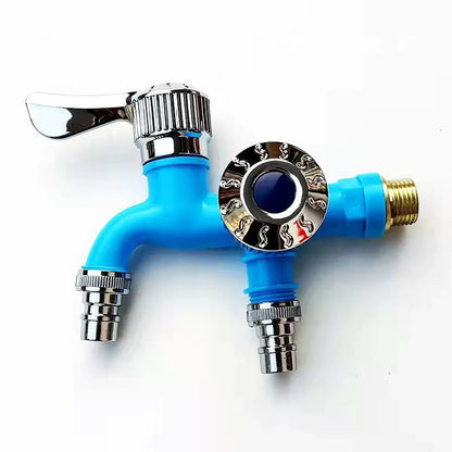 Multi-Function Splash-Proof Plastic Faucet — Wall-Mount Dual-Control Washing Machine & Kitchen Adapter