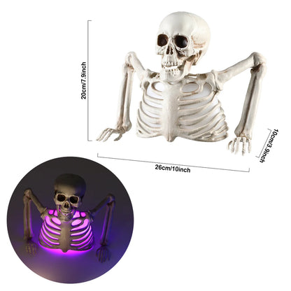 Halloween Glowing Skull Skeleton Head Horror Prop – Haunted House Outdoor Yard & Home Scary Decoration