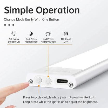 Rechargeable Motion Sensor LED Night Light Rectangle 50cm (19.7 in) Emergency Light