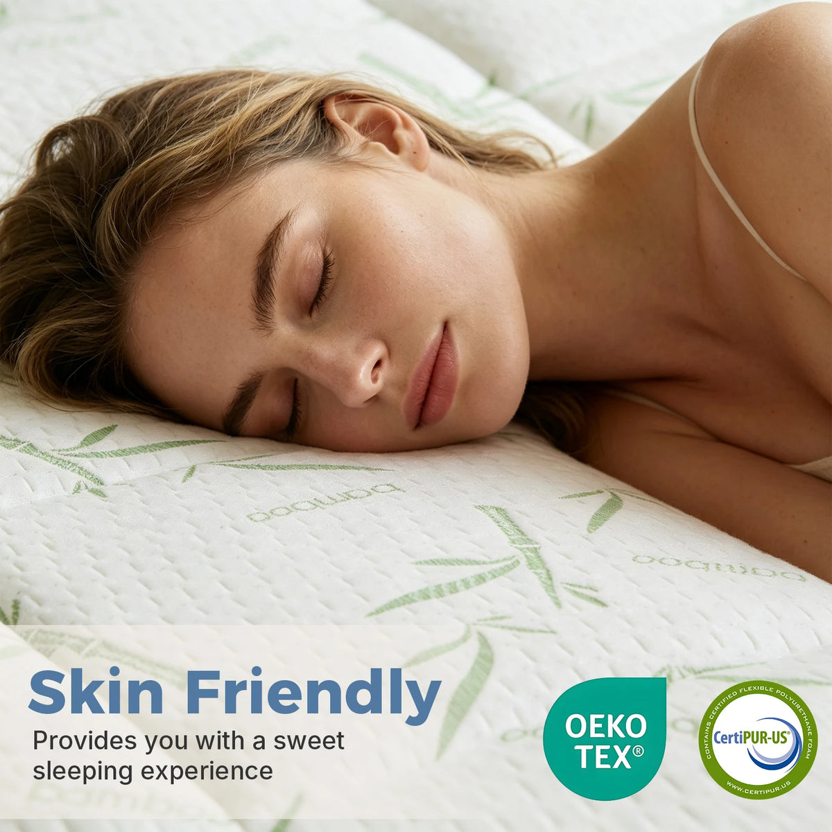 MCQ Dual Layer Gel Memory Foam Mattress Topper - 2" Cooling Gel Foam + Pillow Top, Pressure Relief, Twin / Full / Queen / King, Sky Blue