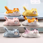 Japanese Style Underglaze Ceramic Cute Cat Chopstick Holder Tableware Restaurant Simple Oval Spoon Bracket Utensil for Kitchen