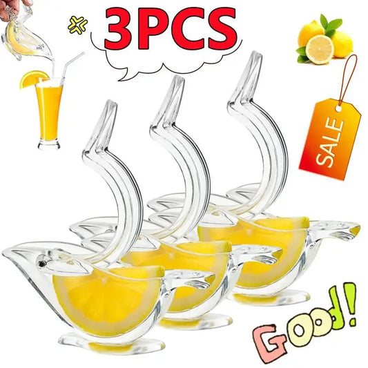 1/2/3-Pack Mini Portable Bird-Shaped Citrus Juicer – Handheld Lemon & Orange Squeezer, Transparent Acrylic