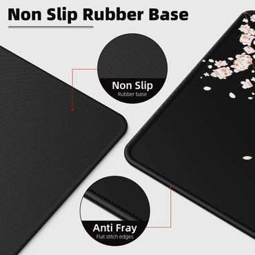 Extended Large Mouse Pad for Desk & Gaming — Stitched Edges, Non-Slip Rubber Base | Sizes 60×30–90×40 cm (23.7×11.8–35.4×15.8 in)
