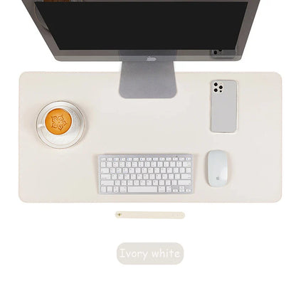 White Large Waterproof PU Suede Mouse Pad - Non-Slip Gaming Desk Mat for Keyboard & Mouse