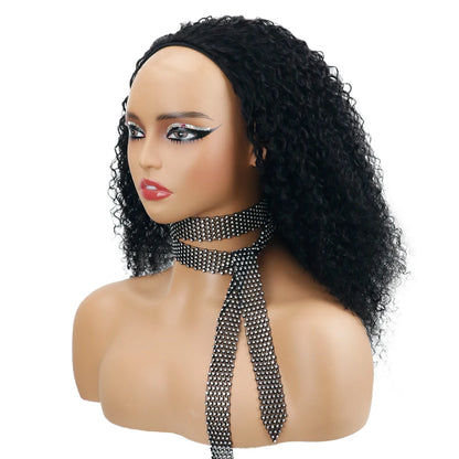 Ainmeys 3-in-1 Kinky Curly Half Wig - Glueless, Drawstring, Remy Human Hair, 180%-200% Density, 16-32 Inch