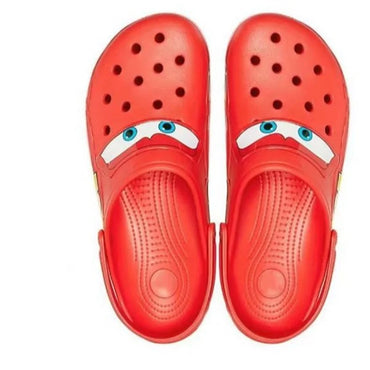 Kids Cartoon Race Car EVA Sandals — Breathable Perforated Clogs with Buckle Strap, Anti-Slip Summer Casual