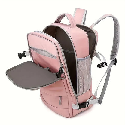 Spacious Travel Backpack – Multifunctional Carry-On with Luggage Strap, Casual Unisex Daypack