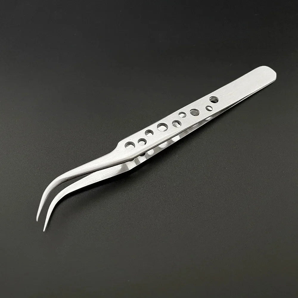 Anti-Static Precision Stainless Steel Tweezers Set - Curved & Straight Tips for Electronics & Phone Repair