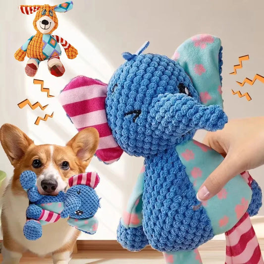 Bite-Resistant Plush Dog Chew Toy with Squeaker, Interactive Teeth-Cleaning Toy, 27 x 28 cm (10.6 x 11.0 in)