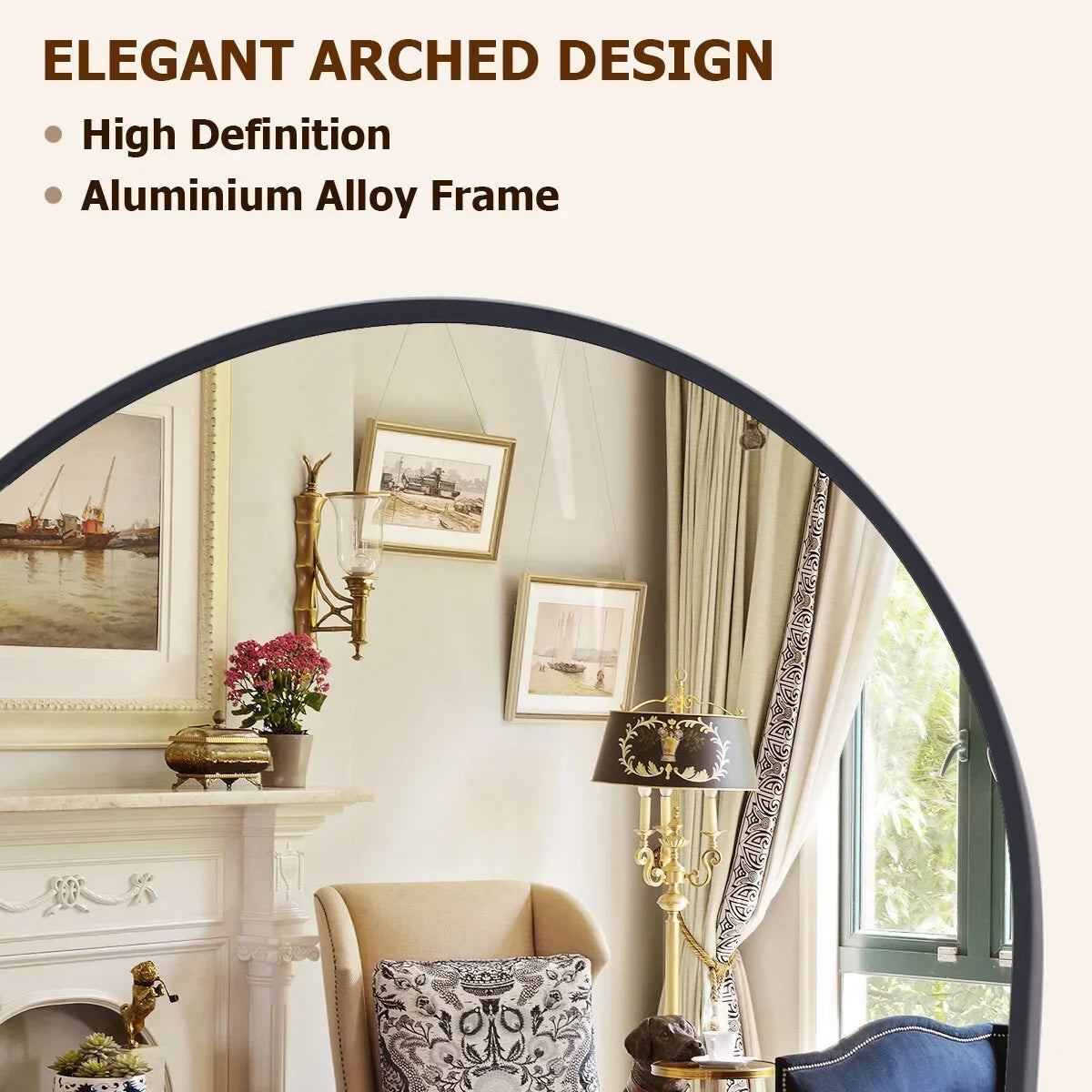 Arched Full-Length Floor Mirror – Free-Standing Full Body Mirror for Bedroom, Living Room & Dressing