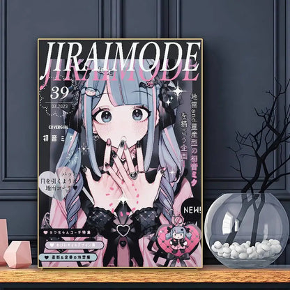 Cartoon Cute ANIME J-Jirai Kei Poster Sticky Wall Art Printing Waterproof Home Living Bed Room Bar Aesthetic Decor