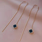 Geometric Square Tassel Drop Earrings – Gold Korean Fashion Jewelry