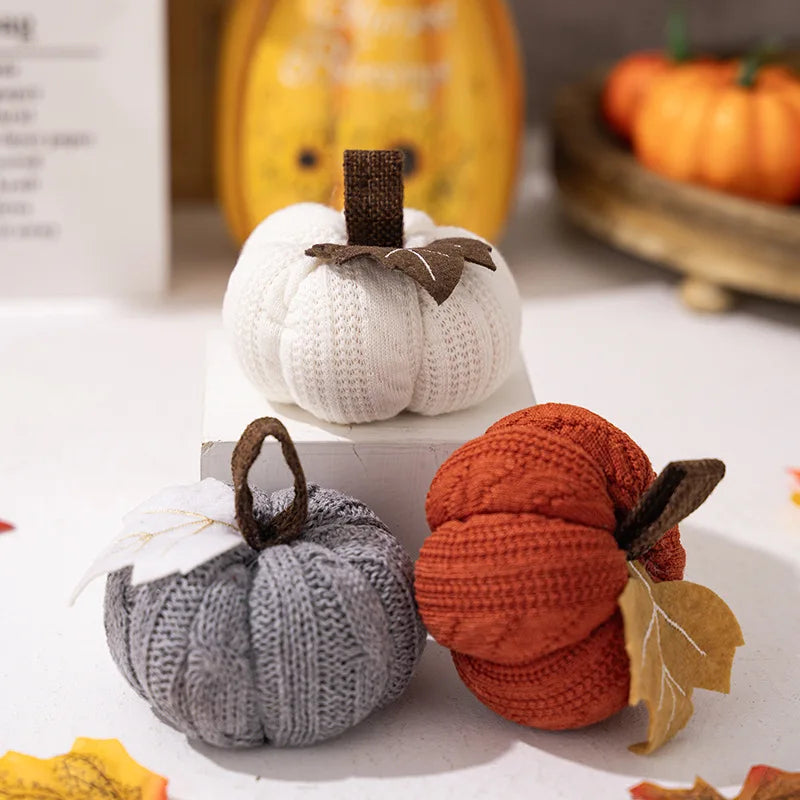 Knitted Halloween Pumpkin Decoration, Cotton, Mix or Single Colors