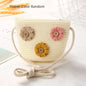 Girls Daisy Straw Mini Messenger Bag, Kids Shoulder Handbag with Coin Purse