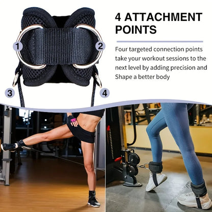 Padded Ankle Strap (1-Pack) - Double D-Ring Cable Machine Cuff for Leg Extensions, Curls & Glute Workouts