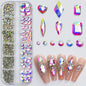180pcs AB Flatback Glass Nail Rhinestones - Multi-Shape Gems for DIY Nail Art