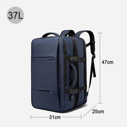 Expandable Business Backpack for Men - 17.3" Laptop, USB, Waterproof Travel Bag