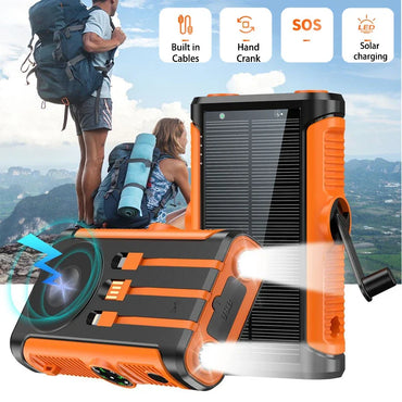 20,000mAh Solar Power Bank 22.5W Magnetic Wireless Charging Portable Power Bank with Built-in Cables & Flashlight — USB-C/Lightning Outputs, Camping External Battery