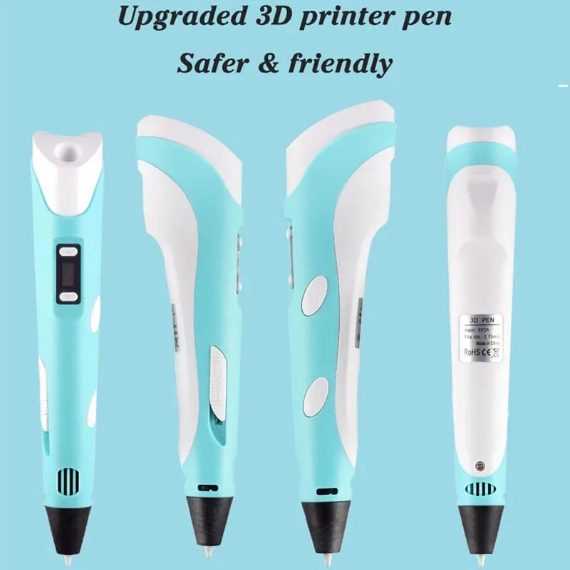 3D Printing Pen with LED Display – PLA 1.75mm Compatible, Adjustable Temp & Speed, USB 5V/2A Kids DIY Art Tool