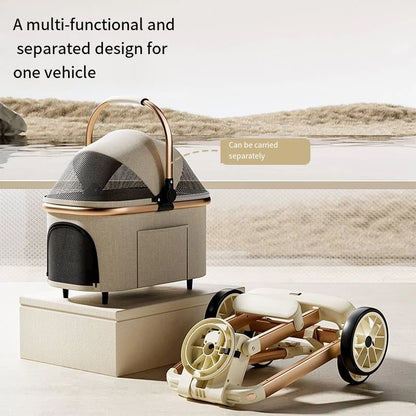 Detachable Pet & Baby Stroller - Portable One-Click Fold, Lightweight Universal Travel Stroller