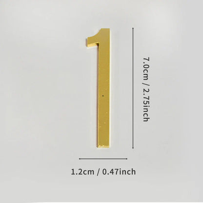 Golden Door Number with Backing Adhesive 7cm Metal House Number Apartment Door Number for Outdoor Hotel Home Mailbox Label