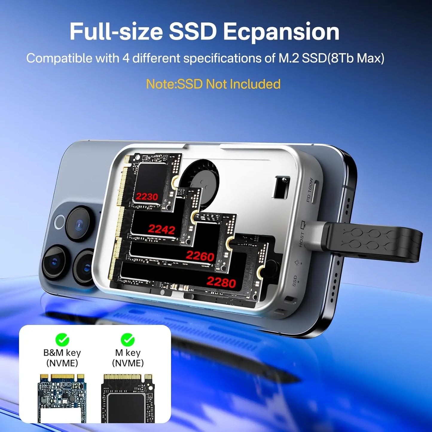 MagSafe M.2 NVMe SSD Enclosure & 6-in-1 USB-C Docking Station — HDMI 4K, PD 100W