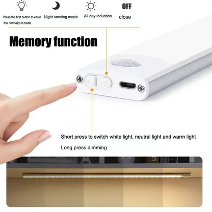 Motion Sensor USB Rechargeable LED Night Light – Wireless Wall & Cabinet Lamp, 3-Color Dimmable