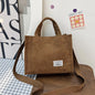 Corduroy Square Crossbody Tote Bag, Women's Shoulder & Travel Organizer
