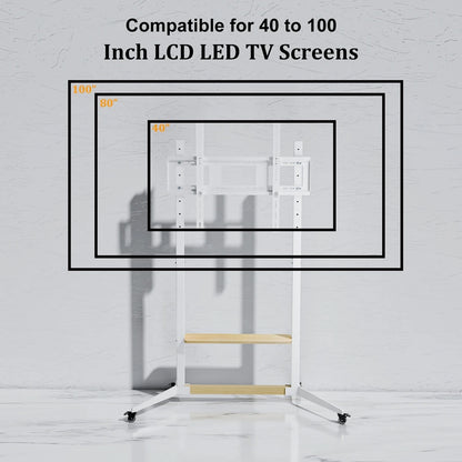 Rolling TV Stand for 40-100 Inch TVs with Shelf