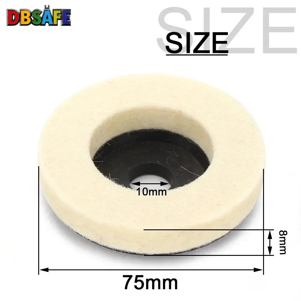Wool Felt Polishing Wheel 50/75 mm (2.0 in / 3.0 in) Angle Grinder Disc for Metal Marble Glass Ceramic - 1pc